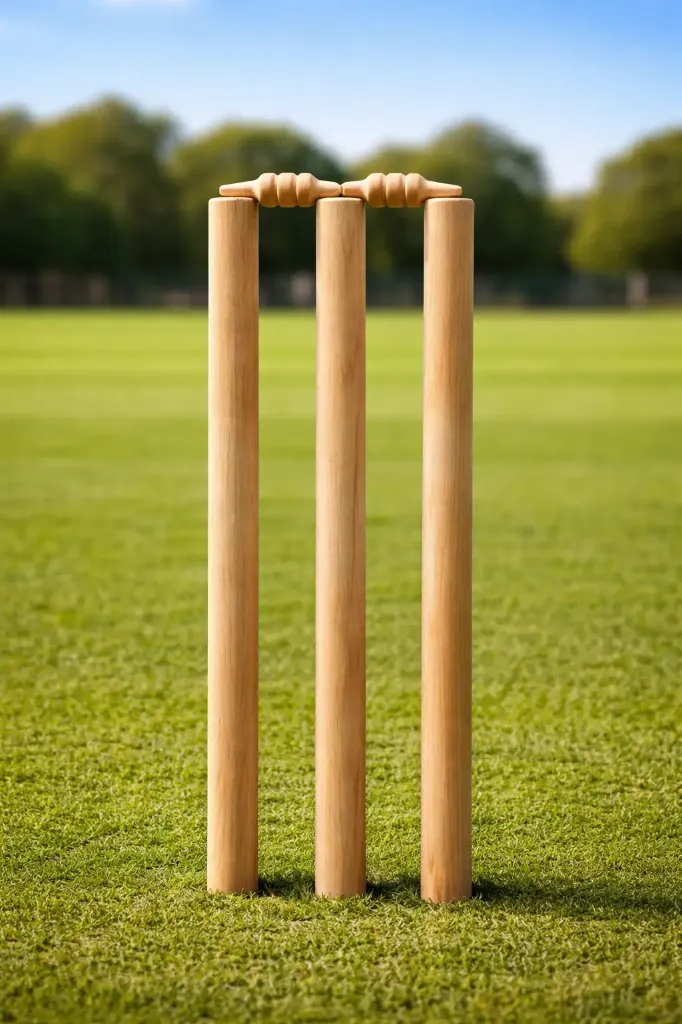 Wooden cricket stumps on field_compressed_62.webp