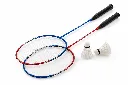 Badminton rackets and shuttlecocks on white background.webp