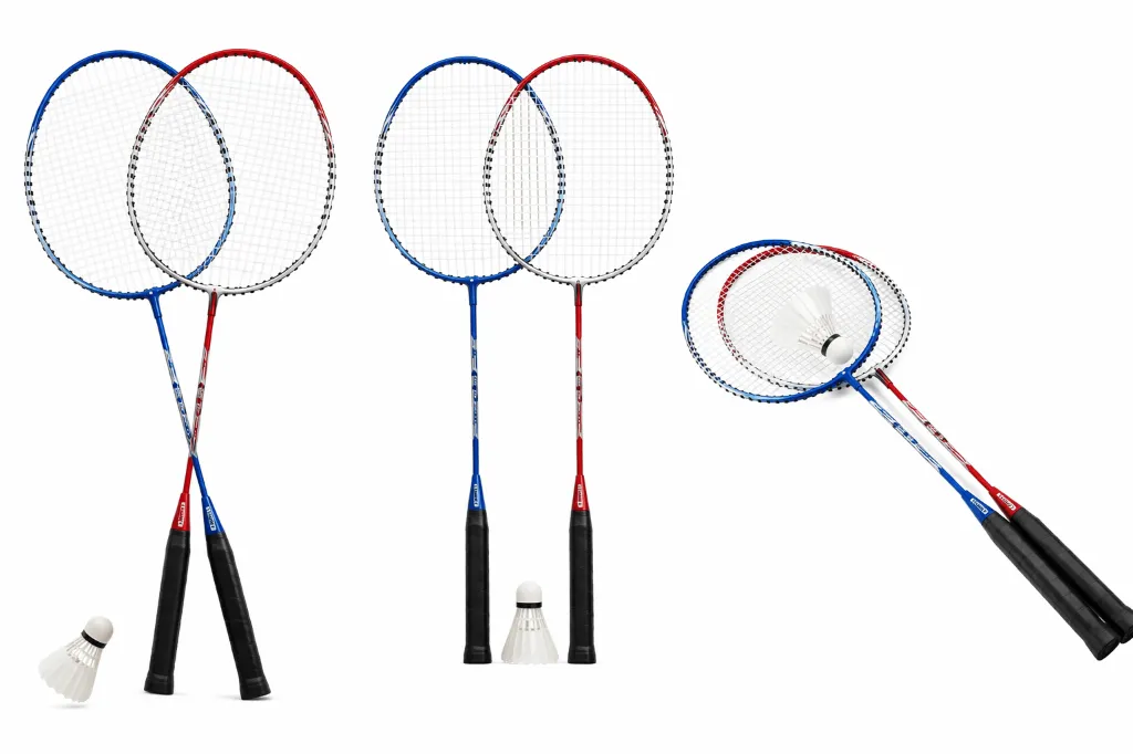 Badminton gear on a white backdrop.webp